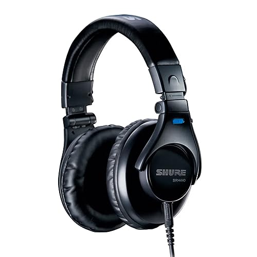Shure SRH440A Over-Ear Wired Headphones for Monitoring & Recording, Professional Studio Grade, Enhanced Frequency Response, Work with All Audio Devices, Adjustable & Collapsible Design - 2022 Version