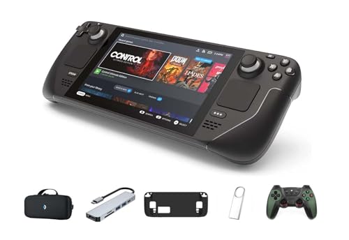 Valve Steam Deck 512GB Handheld Gaming Console, 7 inch Touchscreen 1280 x 800 LCD Display, Bundle 5-in-1 Kit