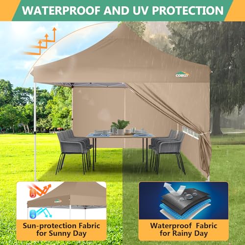 COBIZI 10x30 Pop Up Canopy Tent with 8 Removable Sidewalls, Easy Setup Canopy with Roller Bag & Sandbags，Waterproof and UPF50+ Gazebo Tent, Outdoor Gazebo for BBQ Party Wedding Events Tent, White