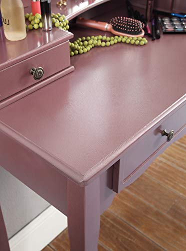 Roundhill Furniture Sanlo Wooden Vanity | Make Up Table and Stool Set | White