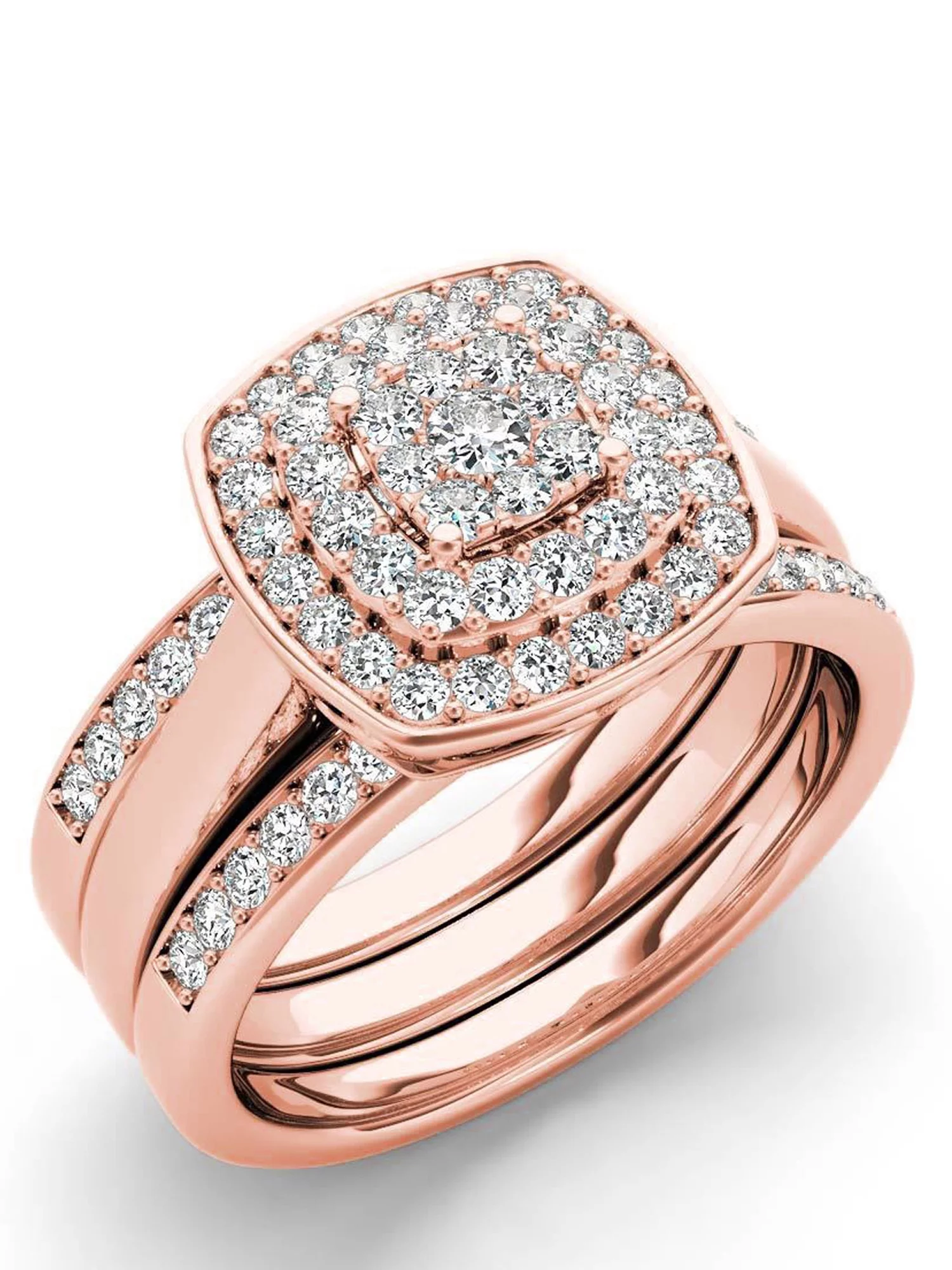 Imperial 3/8Ct TDW Diamond 10k Rose Gold Cluster Halo Bridal Set (H-I, I2)