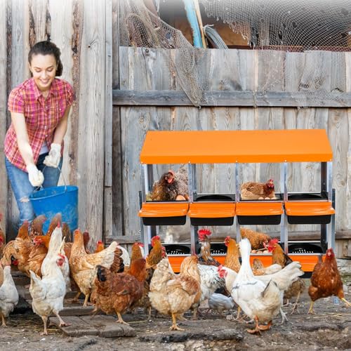 Chicken Nesting Box, 10 Hole 2 Layer Hen Nest Box with Legs, Roll Away Eggs Laying Boxes,Cleanable Pull Out Hen Roosting Boxes