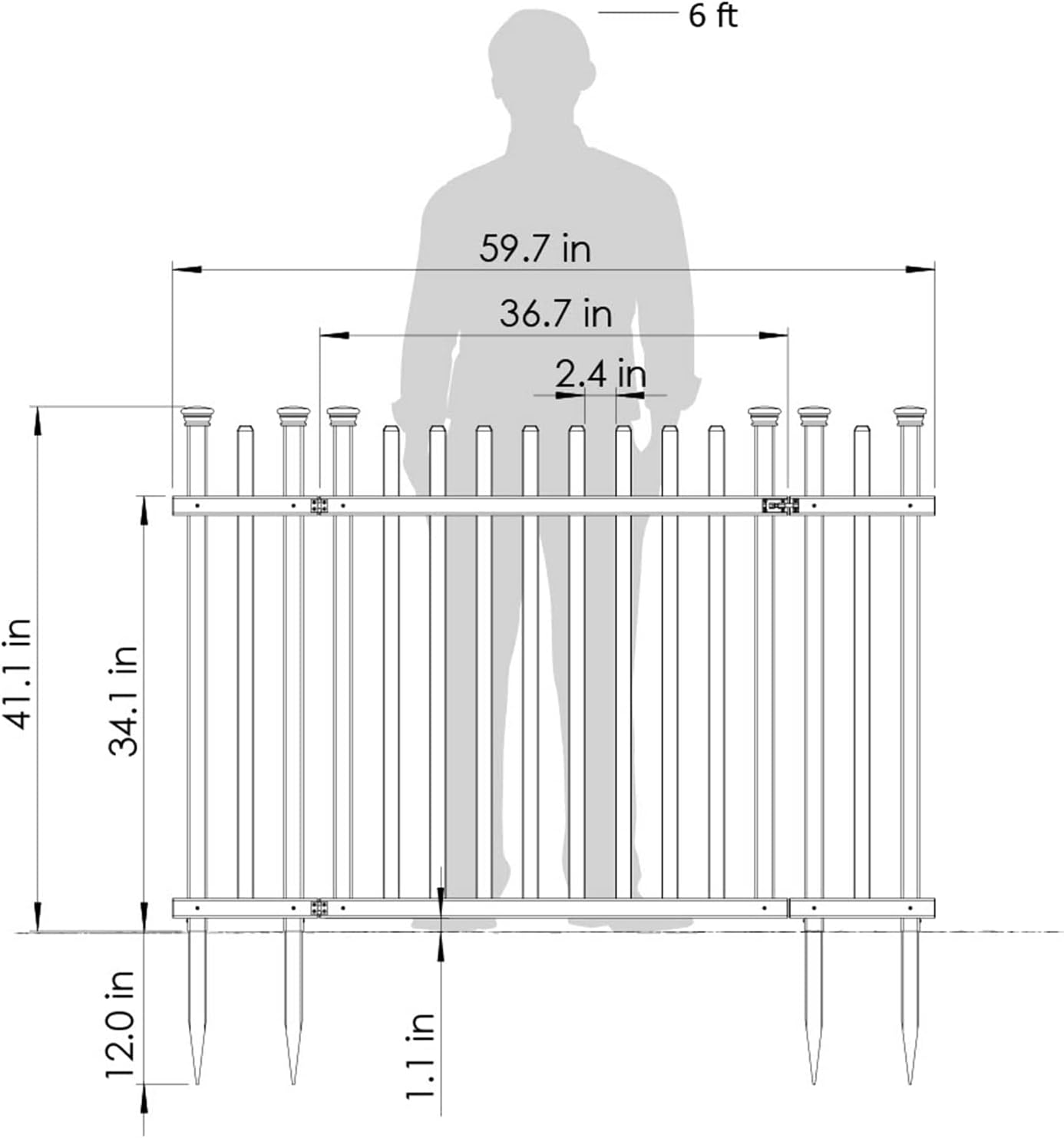 Zippity Burbank Vinyl Picket Fence 44
