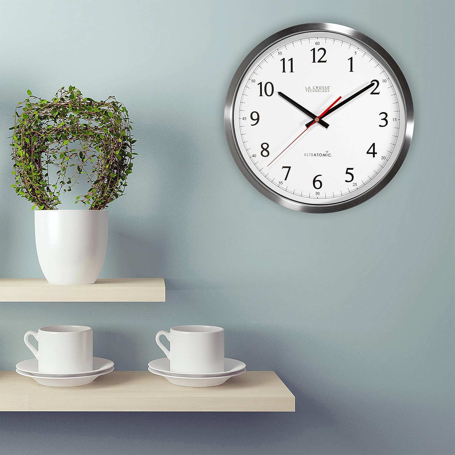 La Crosse Technology 404-1235UA-SS 14 Inch UltrAtomic Analog Stainless Steel Wall Clock