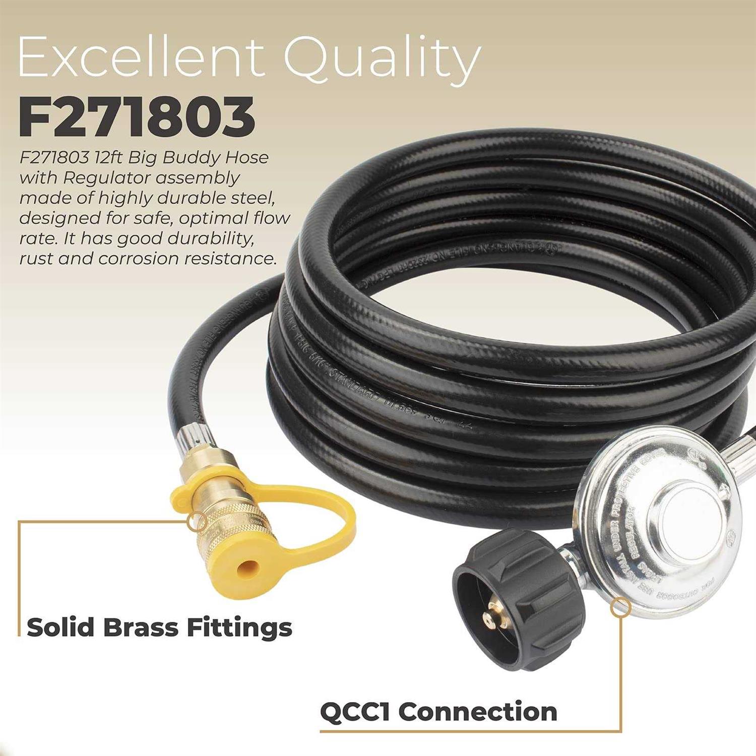 F271803 Buddy Heater Adapter Hose Replacement for Mr. Heater F271803 12ft Big Buddy Hose with Regulator