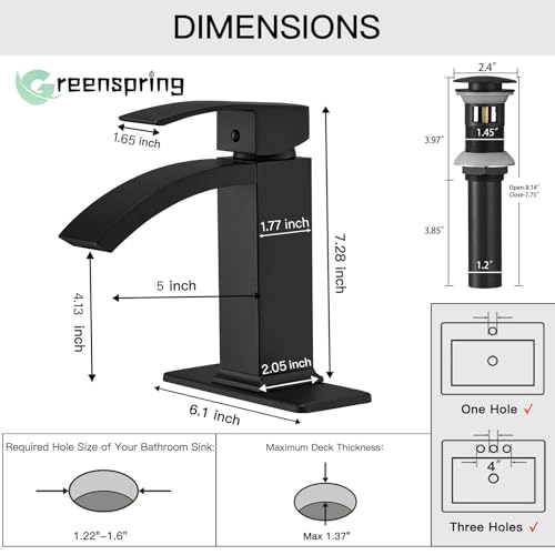 Brushed Nickel Vessel Sink Faucet, Waterfall Bathroom Faucets, Tall Spout Single Handle Single Hole Bathroom Faucets with Pop Up Drain and Without Overflow Basin Faucet Supply Line