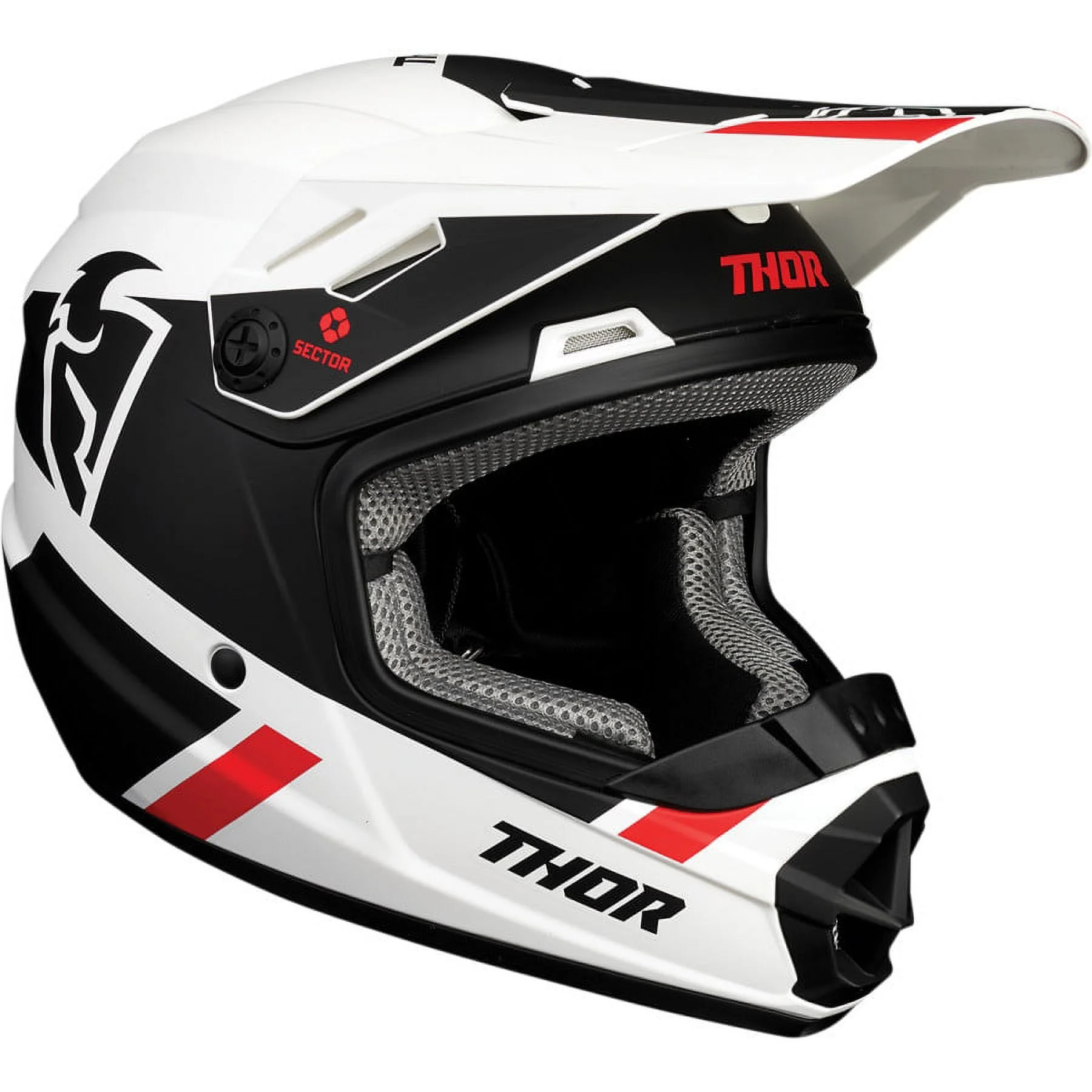 Thor 2021 Youth Sector Split MIPS Offroad Helmet - White/Black
