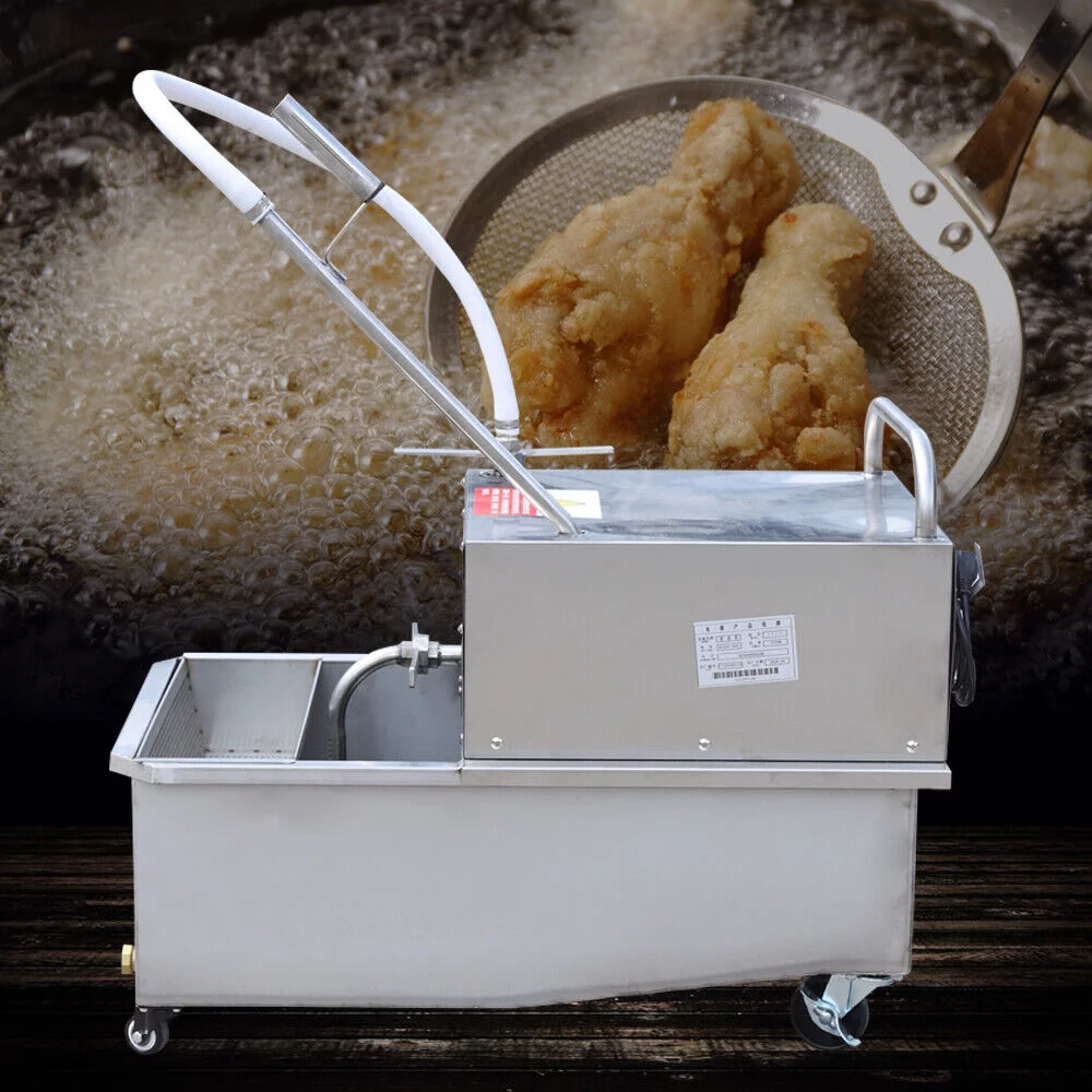 Fichiouy 55L Fryer Oil Filter Machine Cart Edible Oil Filter Machine Residue Separator