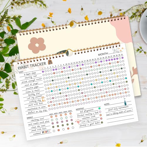 Habit Tracker Calendar - 12 Months Undated Daily Goal and Habit Tracker, Habits Tracker Journal Planner with Spiral Binding, Great Productivity Tool and Workout Calendar, 11.7