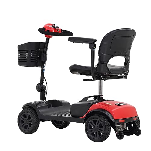 Folding Mobility Scooter for Adults，Powered Mobility Scooters for Seniors-300 Lbs Max Weight，Mobility Scooter for Adults with Seat and Basket,Supermarket Shopping，Compact (Blue X-02)…