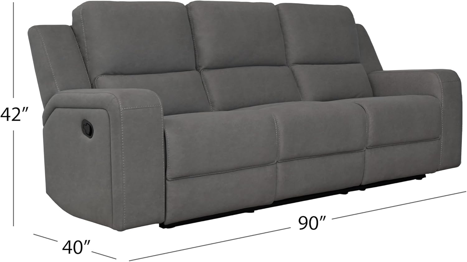 Abbyson Living Margaret 3PC Fabric Manual Reclining Sofa Collection, Charcoal Living Room Set