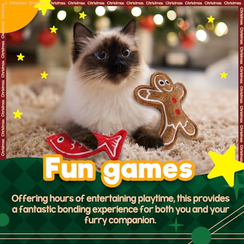 ALL FOR PAWS Christmas Cat Toys Happy Holiday Kitten Toys with Catnip, Crinkle Sound 2 Set Candy Cane Designs Kitty Toy