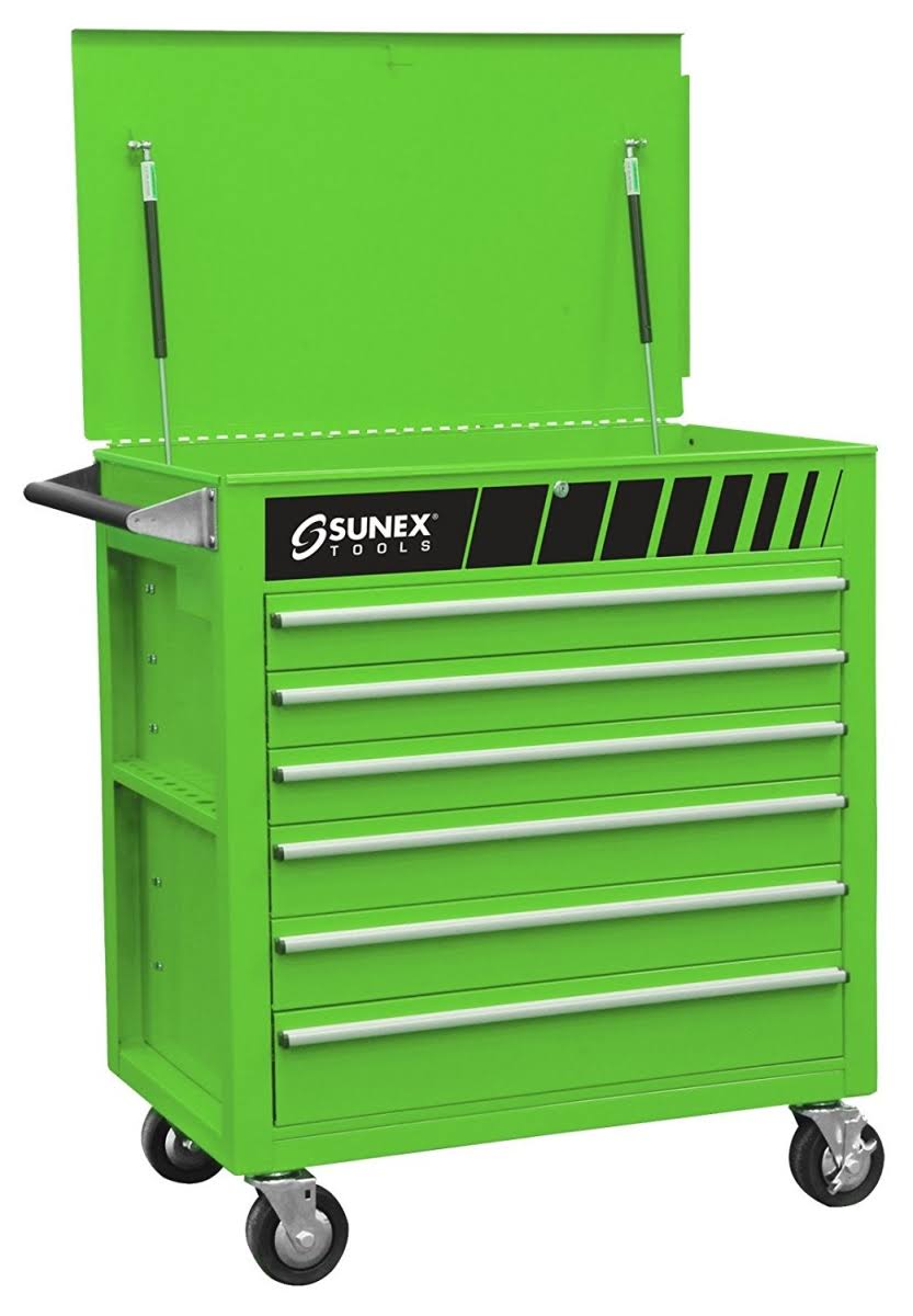 Sunex Premium Full 6-Drawer Service Cart, Green