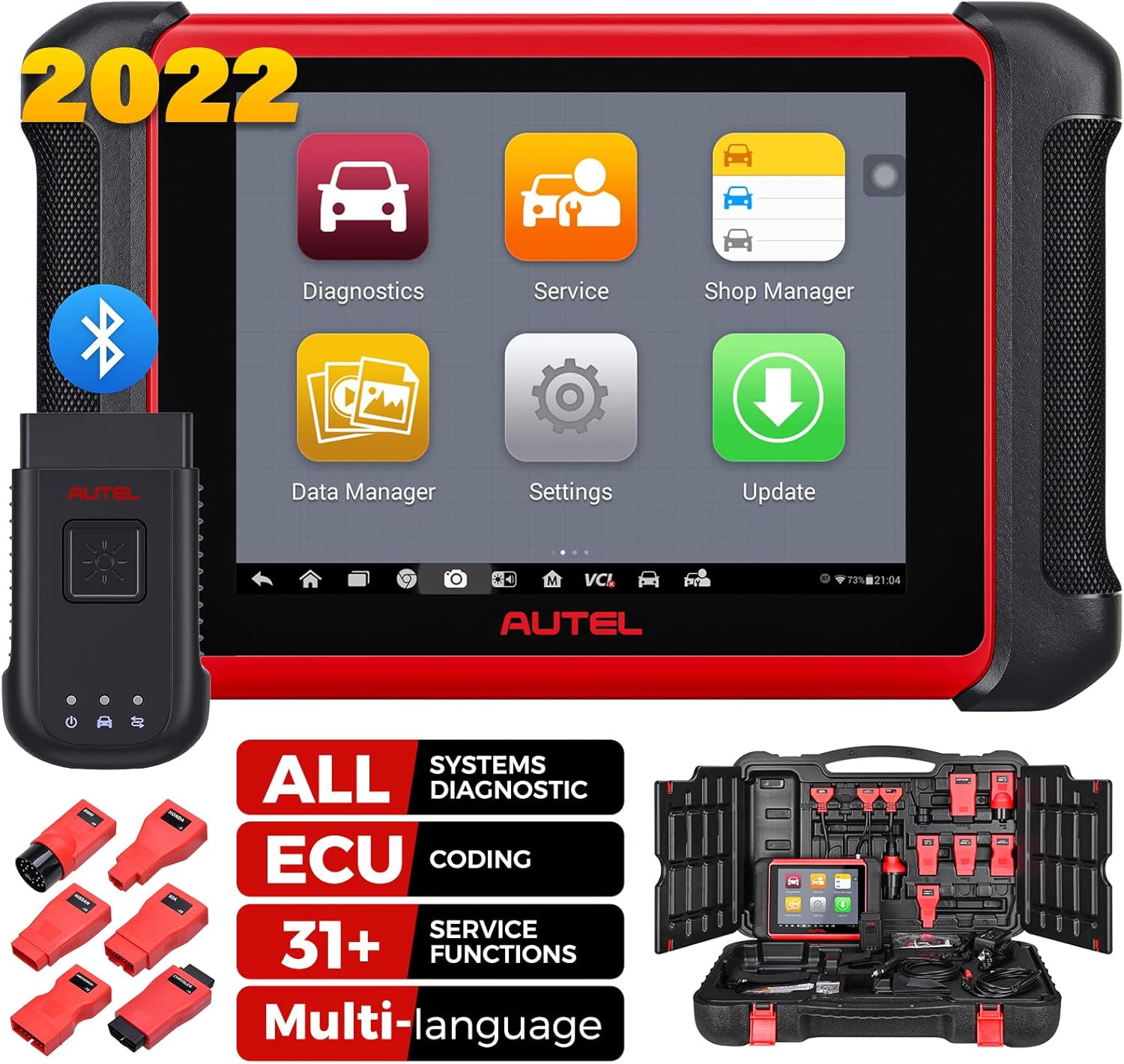 Autel Scanner MK906BT Automotive Scan Tool - 2022 Newest Scanner Same as MaxiSys MS906BT/MS908/MK908, All System Diagnostic, ECU Coding, Bi-Directional Control, 31 Special Services, Active Test