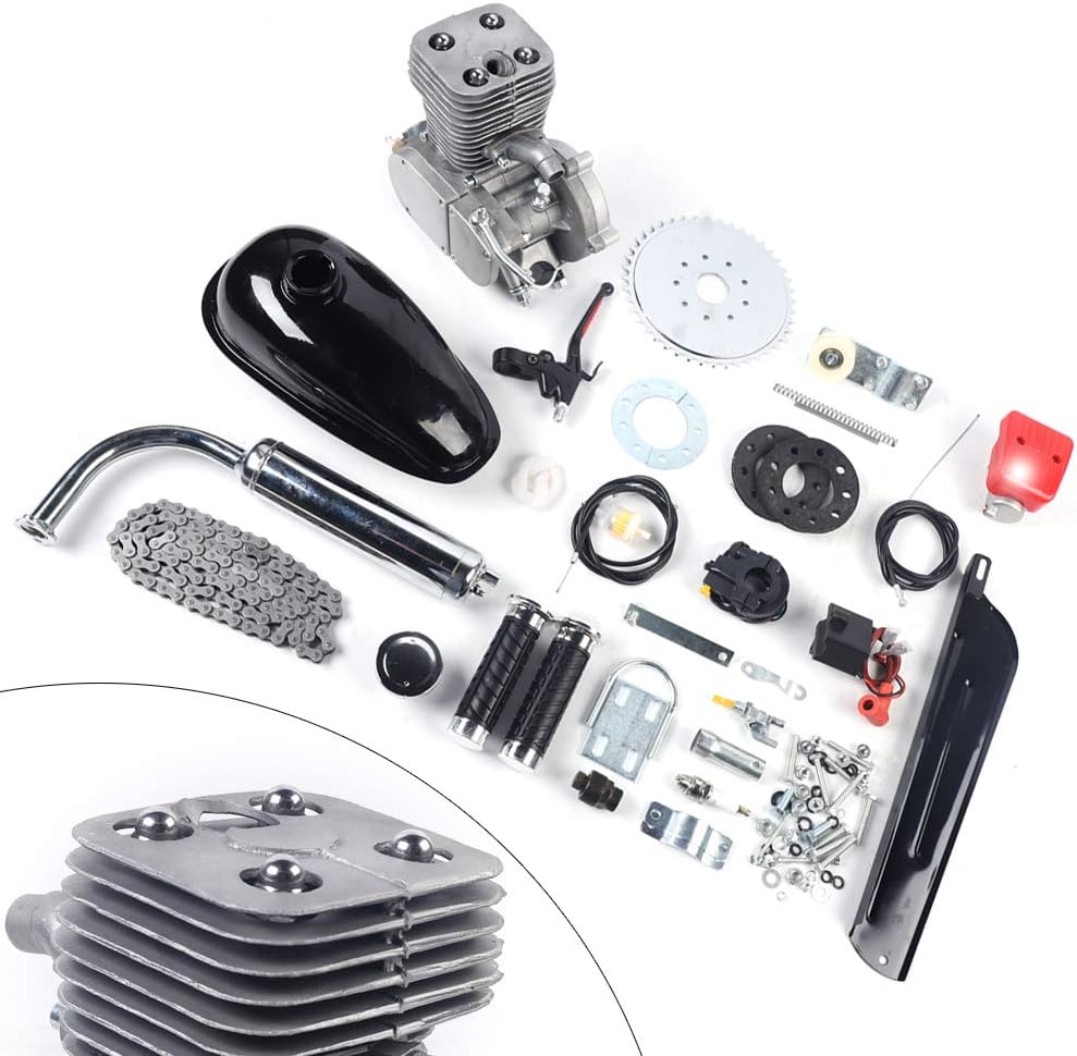 100cc Bicycle Engine Kit, Petrol Gas Motor Conversion Kit Air-Cooling Motorized Bicycle Kit Super Fuel-efficient Modified Full Set,2-Stroke Motorized Bicycle Fit for 26-28
