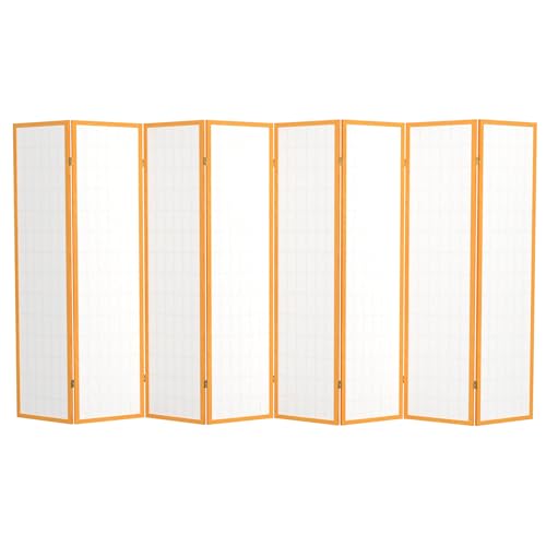 Red Lantern 6 ft. Tall Window Pane Shoji Screen-Natural-4 Panels Room Divider