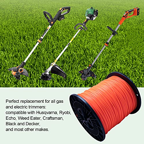 KAKO 065 Trimmer Line Round Weed Eater Line .065 Weed Wacker String .065-Inch-by-3000-ft-5lb Commercial Grade Round String Trimmer Line, Weed Eater String .065 Fits Most String Trimmer(Orange)