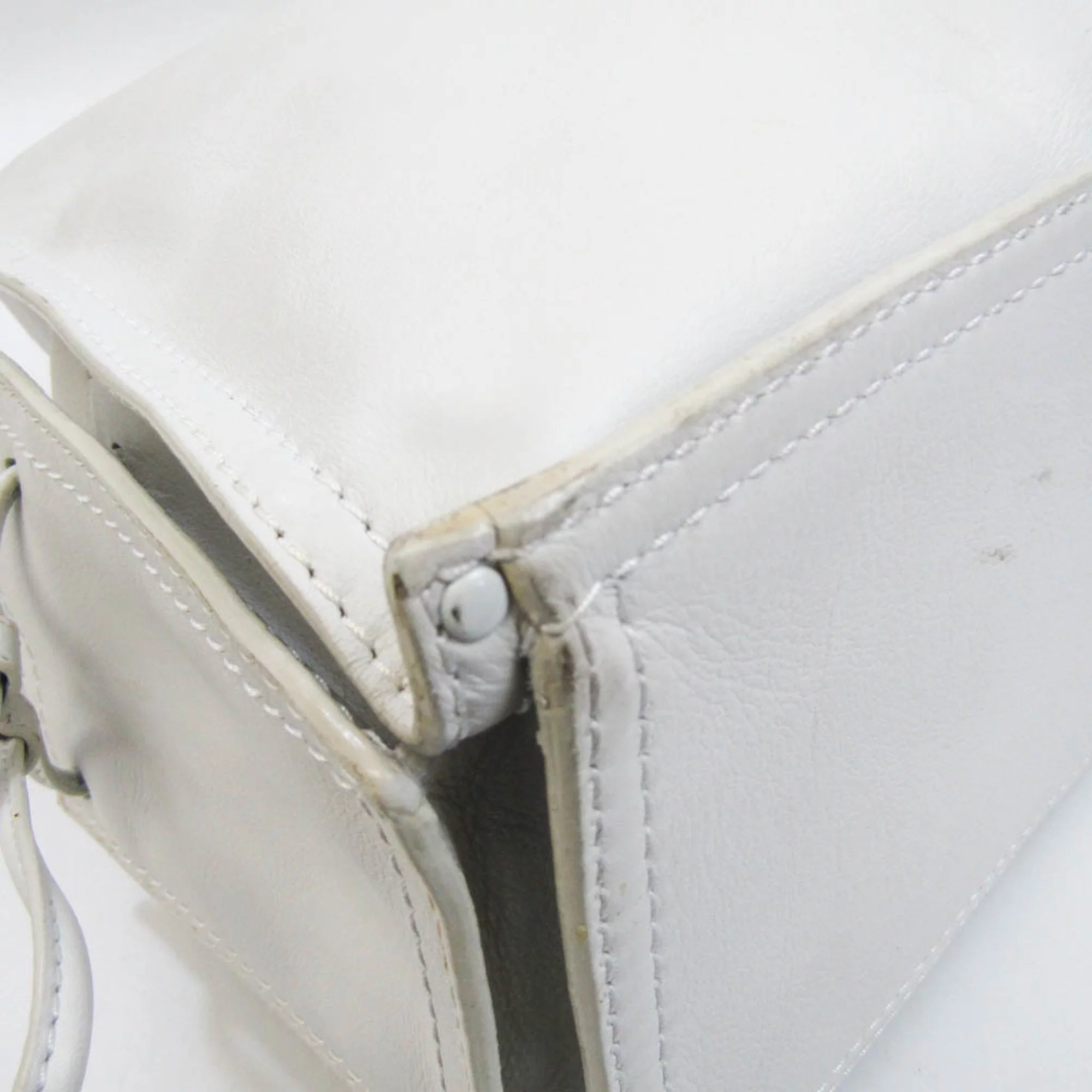 Pre-Owned Loewe Crown Logo Stitch Women's Leather Shoulder Bag,Tote Bag White (Good)