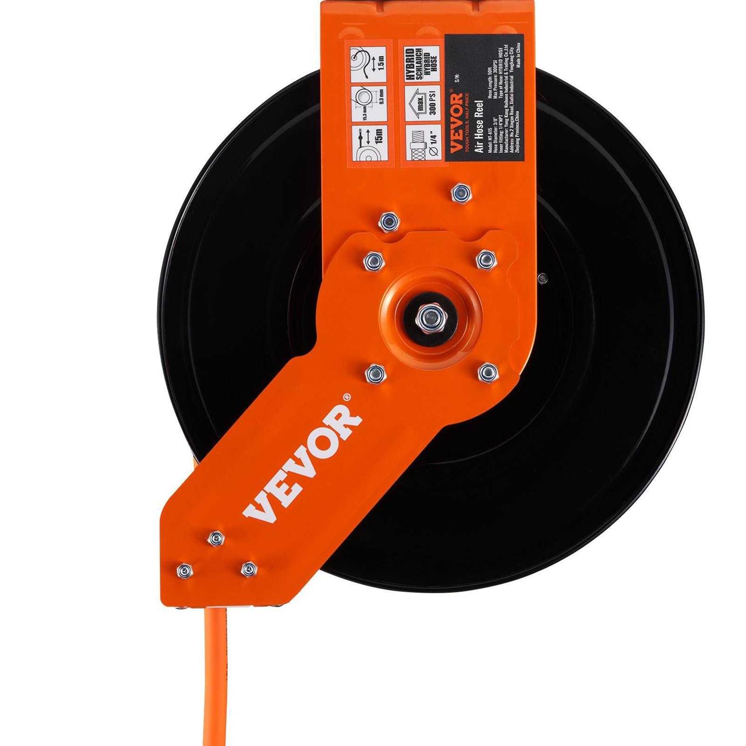 VEVOR Retractable Air Hose Reel 3/8 in x 50 ft Hybrid Air Hose Max 300Psi - Shop Hardware Tools Online Store