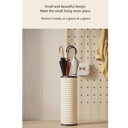Entryway Creamy Umbrella Rack, Imitation Rattan Umbrella Barrel Household Umbrella Storage Rack for Home, Office, Hotel Freestanding Umbrella Rack Storage,A