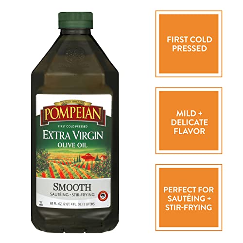 Pompeian Smooth Extra Virgin Olive Oil, Contains Polyphenols, First Cold Pressed, 101 Fl Oz