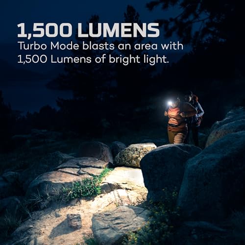 NEBO Transcend 1500 Rechargeable Headlamp | 1,500 Lumens, 5 Light Modes, Detachable Magnetic Work Lamp, Waterproof, Bright LED Head Light for Hiking & Camping, Includes USB Charging Cable