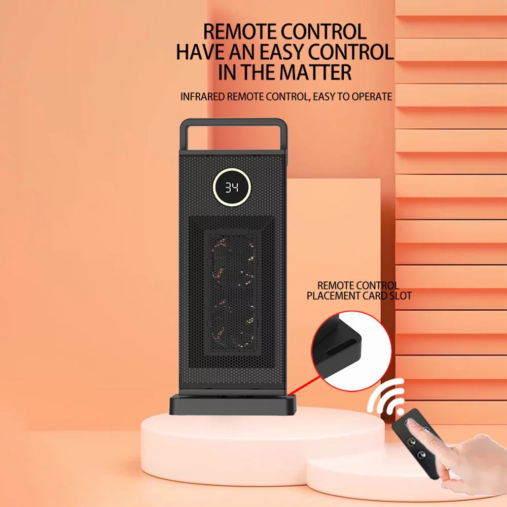 Walmeck Portable Space Heater, 2000W PTC Ceramic Fast Heating Fan with Remote Control - 3 Gears Adjustable, Overheat Protection - Great for Bed