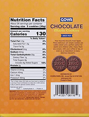GOYA Maria Chocolate Cookies 200 grs. / 7 oz. - 2 PACK.