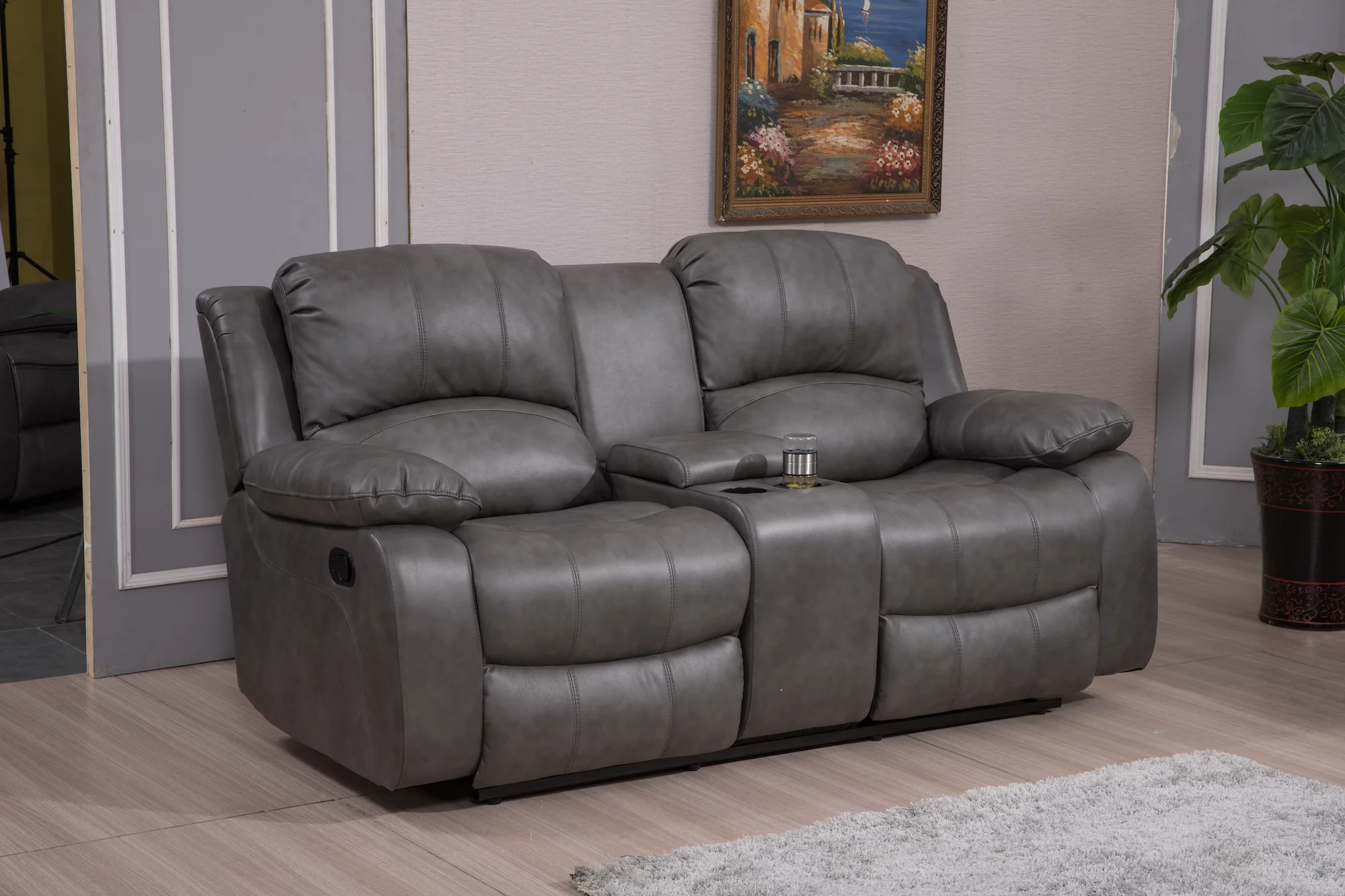Betsy Furniture Bonded Leather Reclining Sofa Living Room Loveseat