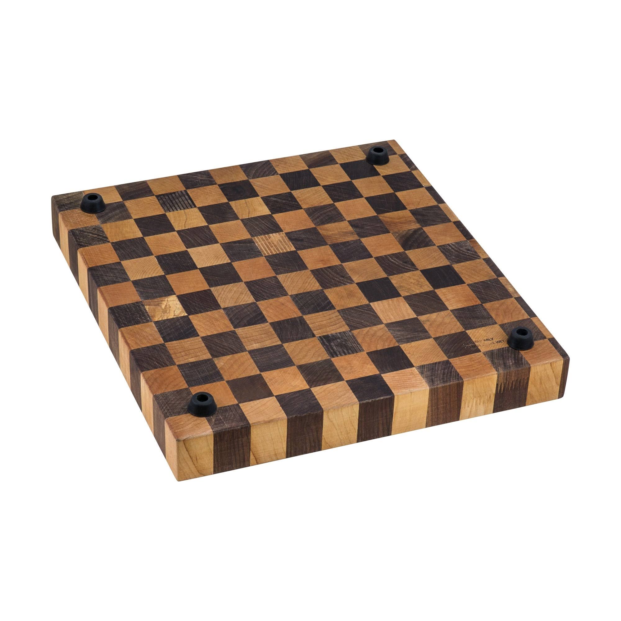 Ruvati 17 in. Grain American Walnut and Maple Checkered Butcher Block Solid Wood Cutting Board - Silver