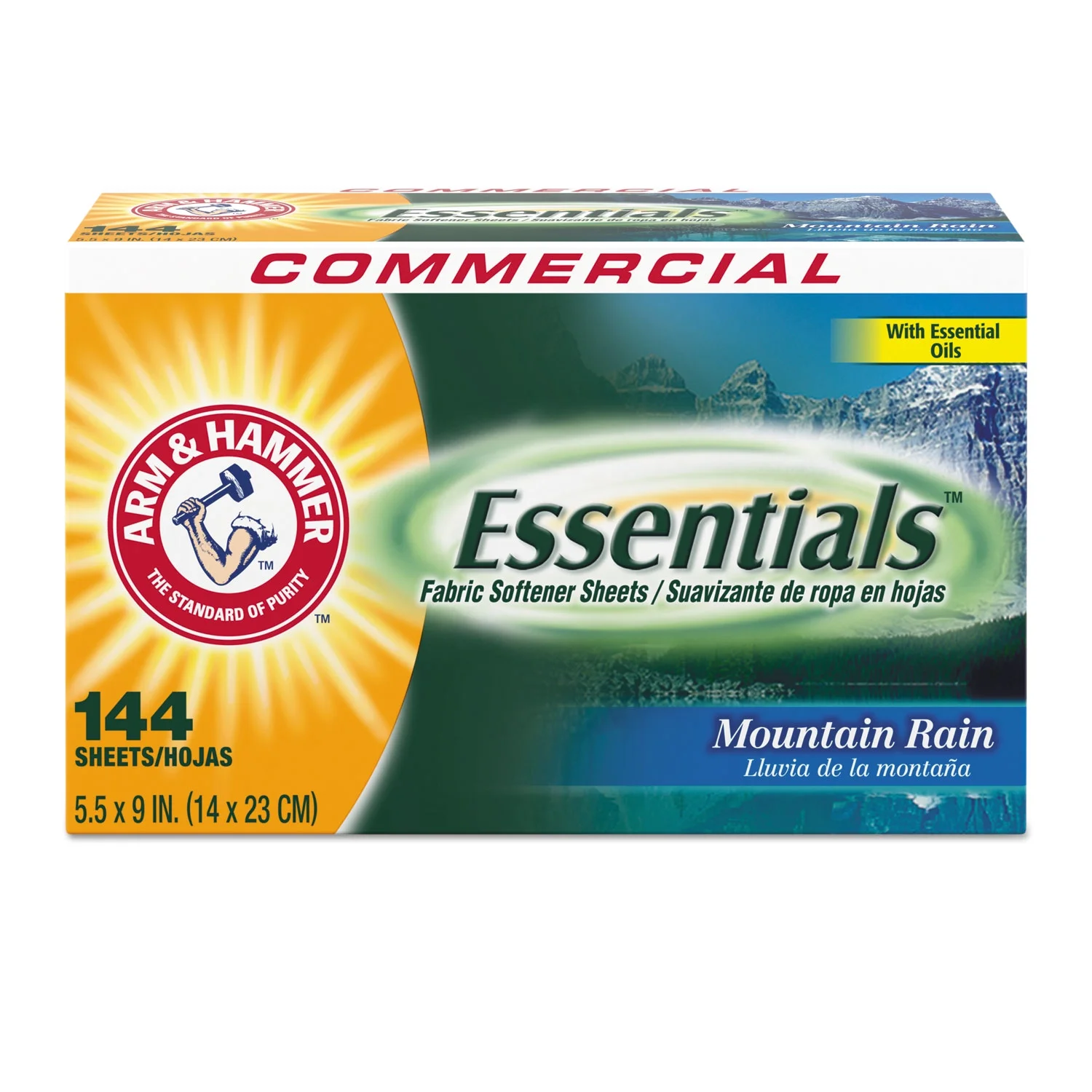 Arm & Hammer 33200-00102 144 Sheets/Box Essential Dryer Sheets - Mountain Rain (6 Boxes/Carton)