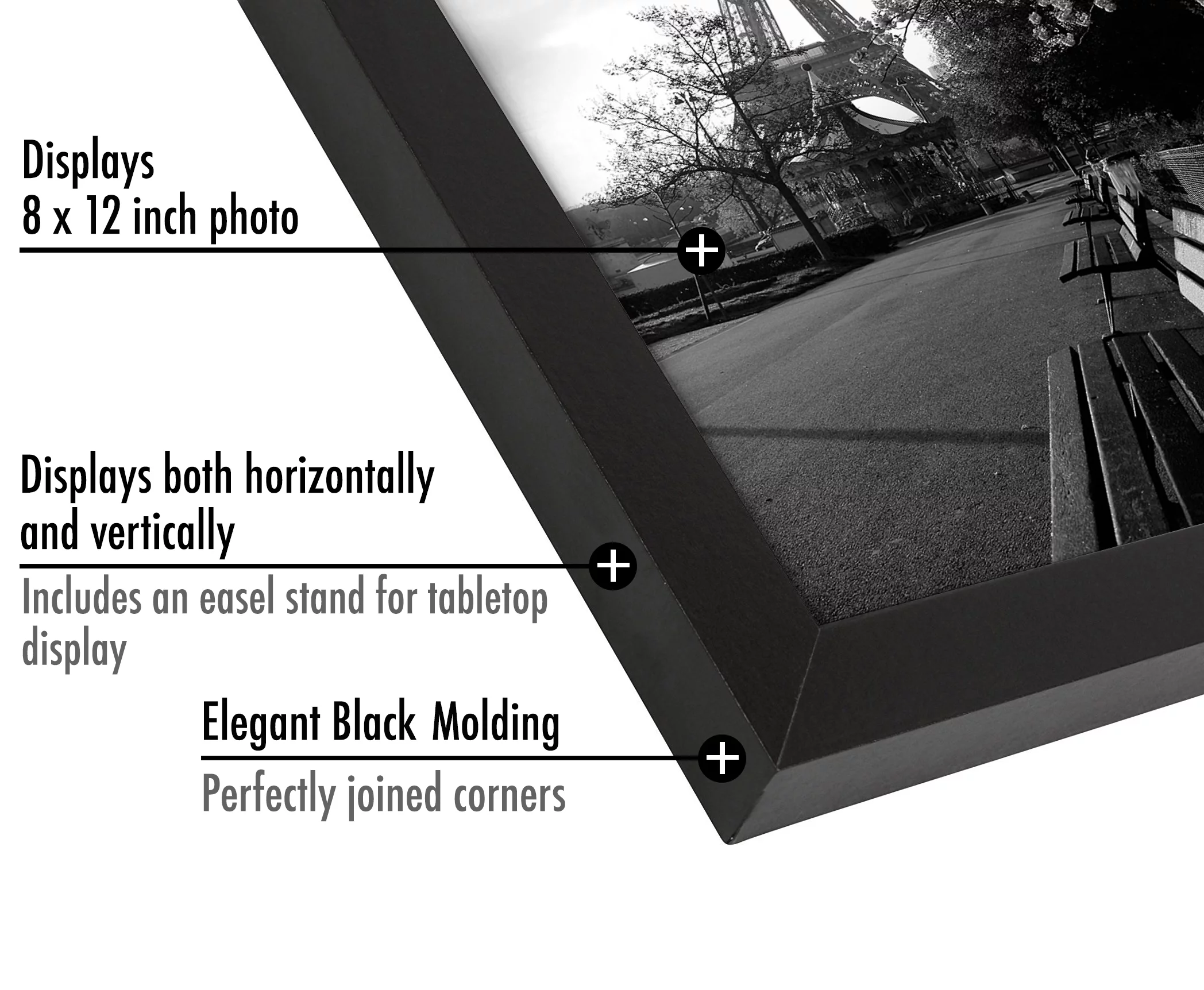 Americanflat 8 x 12 Black Picture Frame - Shatter-Resistant Glass