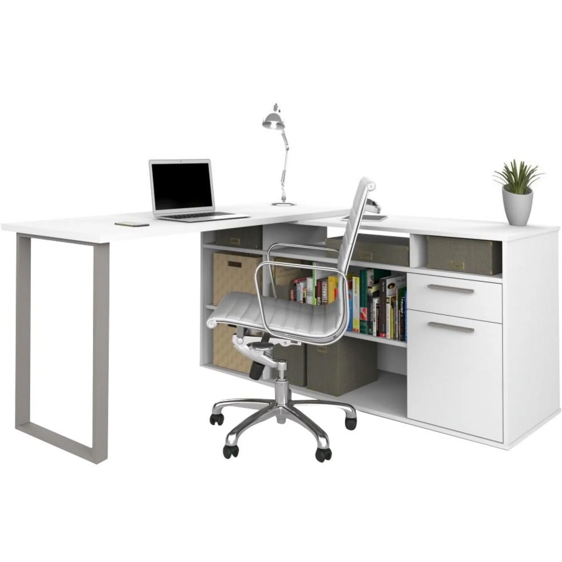 Bestar Solay 60W L-Shaped Desk in white