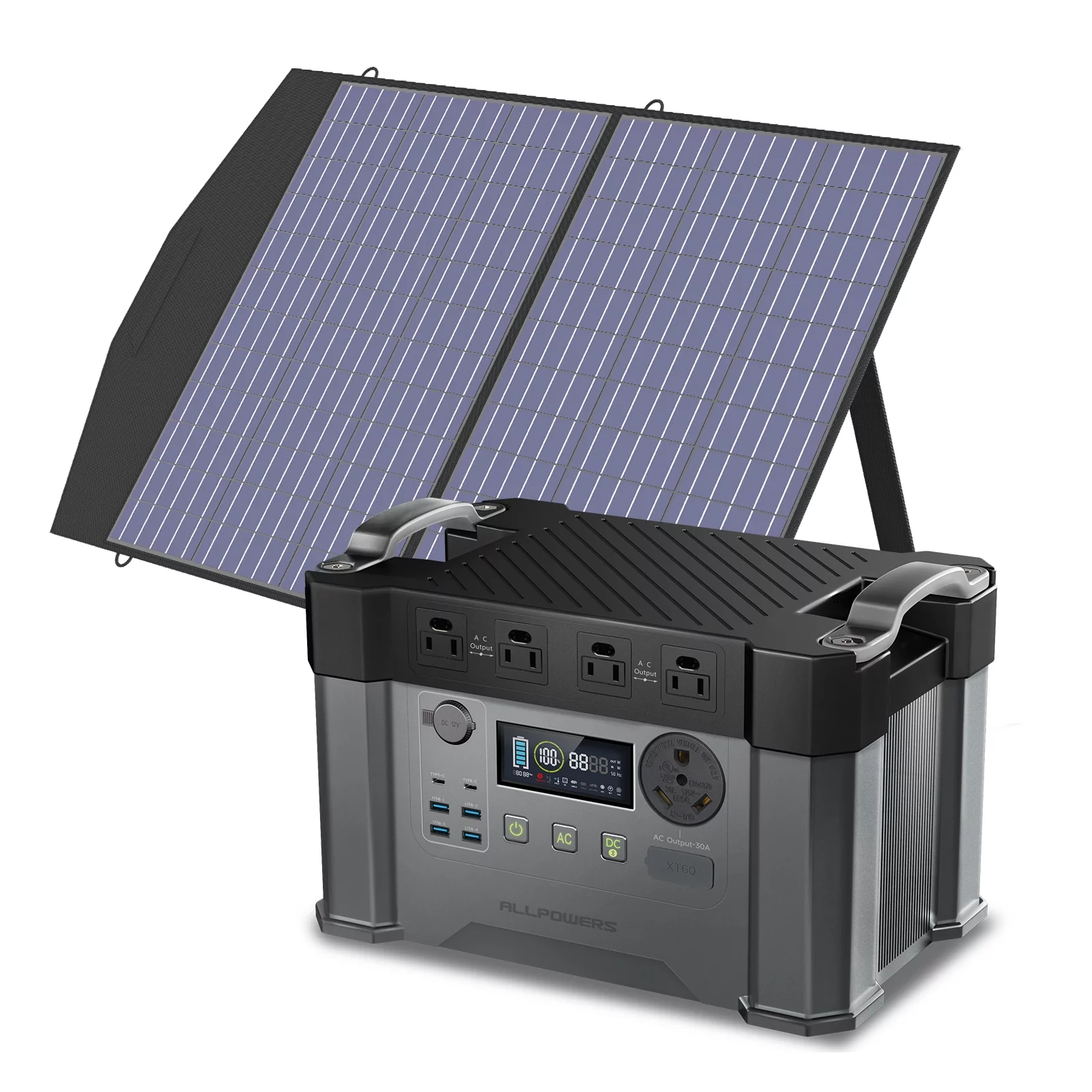 ALLPOWERS S2000Pro Portable Solar Generator Kit, 100W Foldable Solar Panel with 2400 Watt 1500Wh Power Station, with 30A RV Port, Solar Charger for Camping, Home Backup, [Shipping Separately]