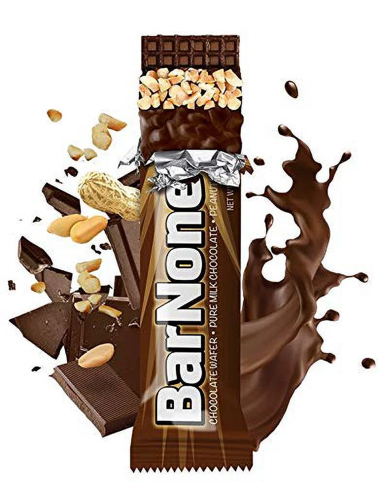 BarNone Chocolate Bar | Chocolate Wafer – Pure Milk Chocolate - Peanuts | A Chocolate Lover’s Candy Bar | BarNone Chocolate Bar Brought To You By Iconic Candy | 24 Count