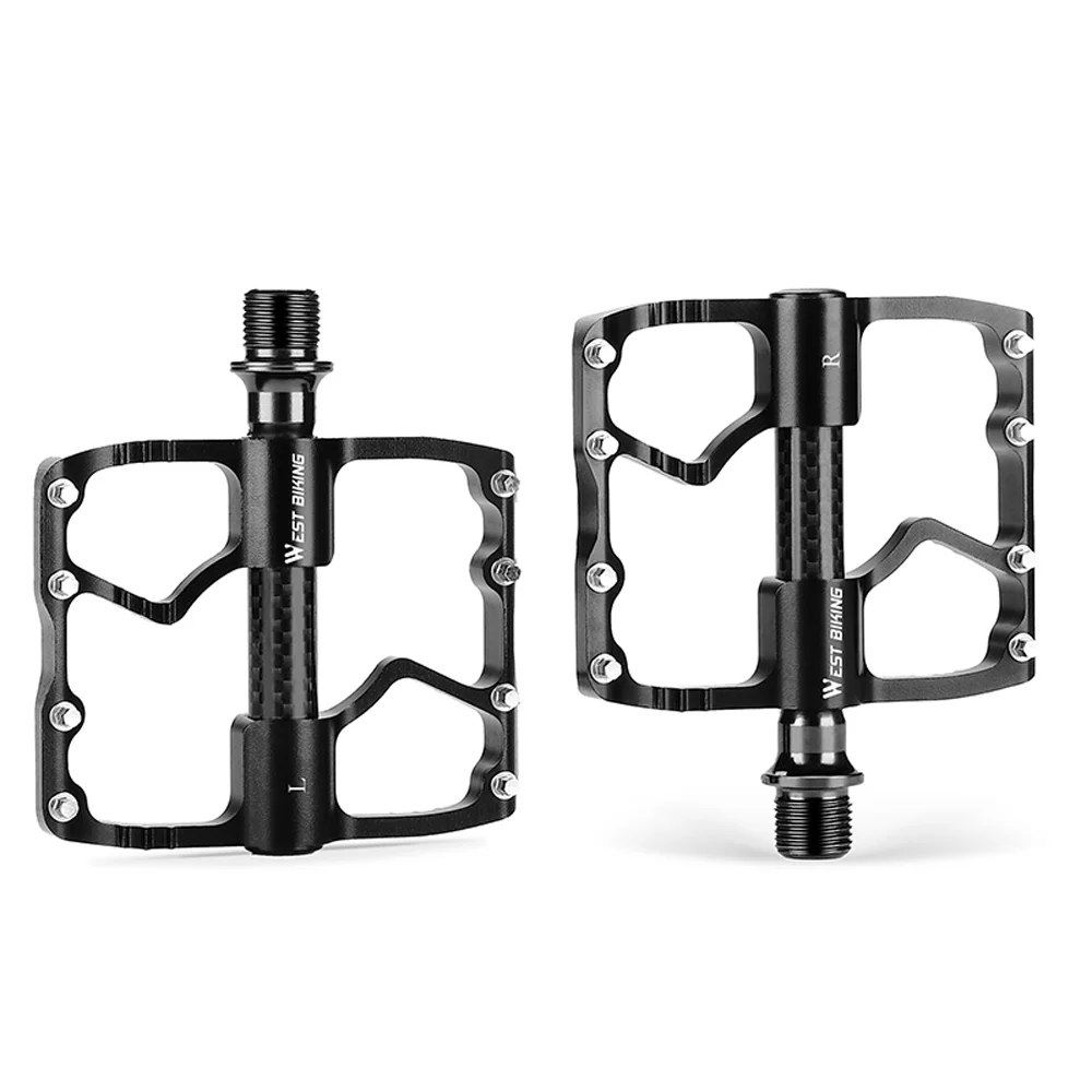 WEST BIKING Ultralight Aluminum Alloy Pedals 3 Bearings Bike Pedals AntiSlip Waterproof Flat Wide Bike Pedals Cycling Accessories