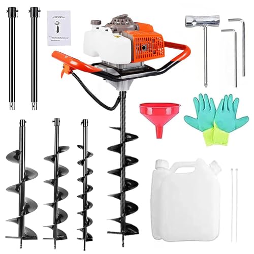 72cc Post Hole Digger, 2200W Post Hole Digger, Gas Powered Earth Auger Digger with Three Drill Bit 4