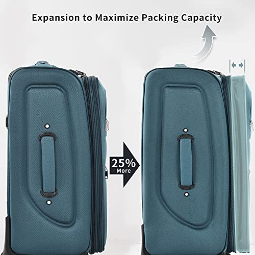 Merax Suitcase Set Softside 3-Piece Expandable Luggage with TSA Lock Spinner Wheels Lightweight Upright Luggage with Travel Bag(22/26/30 IN, Deep Blue)