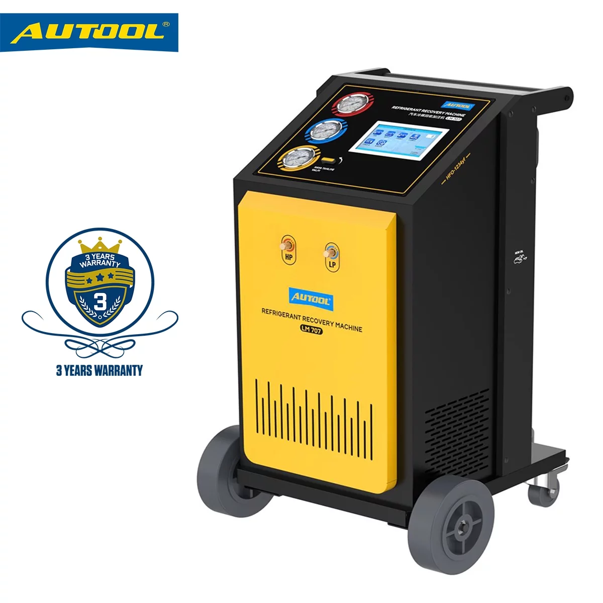 AUTOOL LM707 Automoatic AC Refrigerant Recharge Recovery Machine 3/8 HP Refrigerant Recovery Machine AC 110V 60Hz Refrigerant Recycle Filling Machine Fully Automatic for R134a R1234yf Car A/C Systems