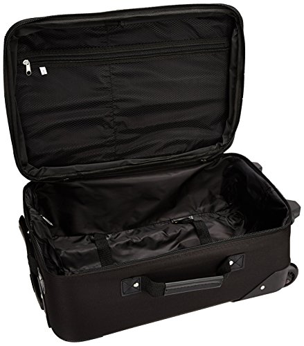 Rockland Journey Softside Upright Luggage Set,Expandable, Lightweight, Black, 4-Piece (14/19/24/28)
