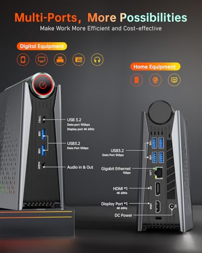 ACEMAGICIAN S3A Mini PC, Ryzen 7 5875U(up to 4.5Ghz), 16GB DDR4 512GB NVME SSD Mini Desktop Computer, Mini Computers [WiFi6/BT5.2] [4K UHD/RGB Lights/3 Adjustable Mode Light Gaming PC