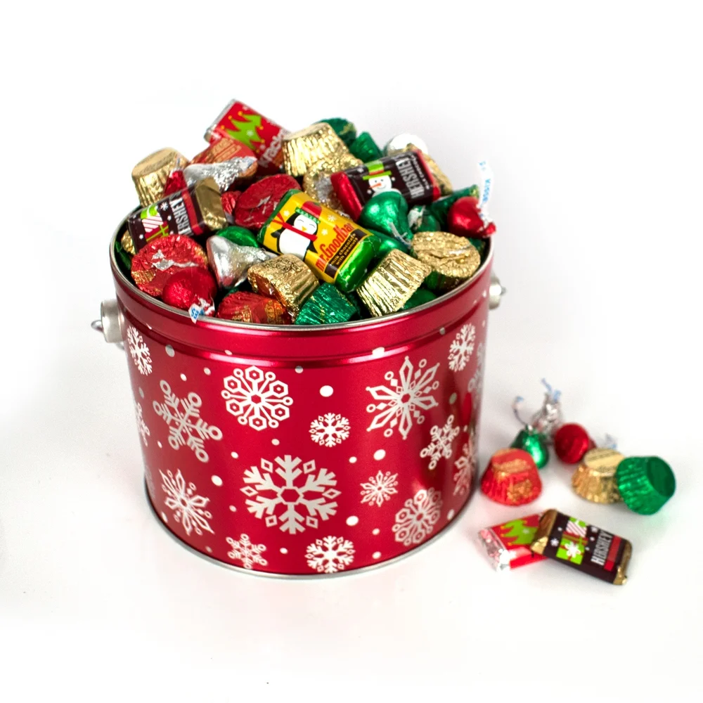 Christmas Gifts for Employees 2.7 lb Candy Holiday Gift Tin- Red Snowflake
