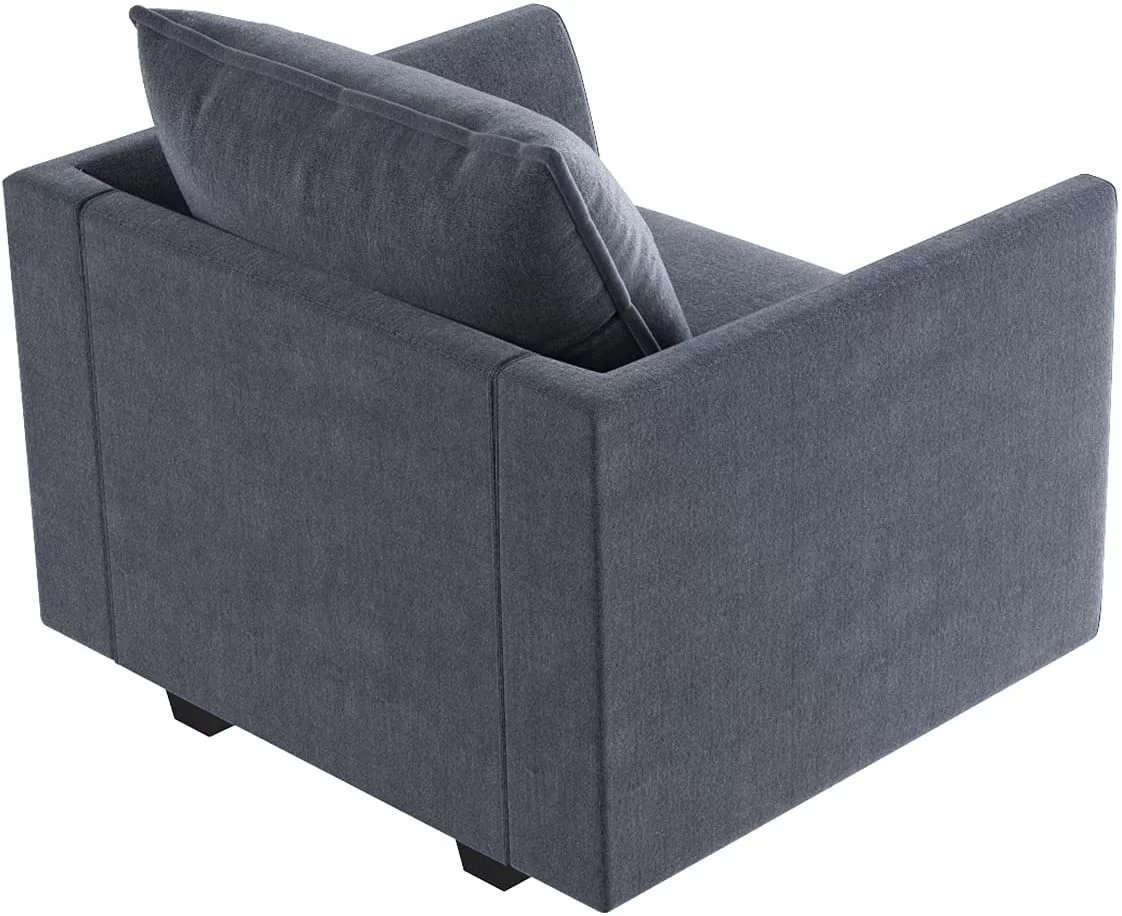 HONBAY Upholstered Fabric Accent Chair Leisure Chairs w/ Pillow, Bluish Gray