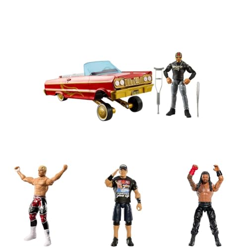 Mattel WWE Action Figure & Toy Vehicle Set, Rey Mysterio Main Event Figure & Lucha Low Rider Car with Launching Action & Hydraulics