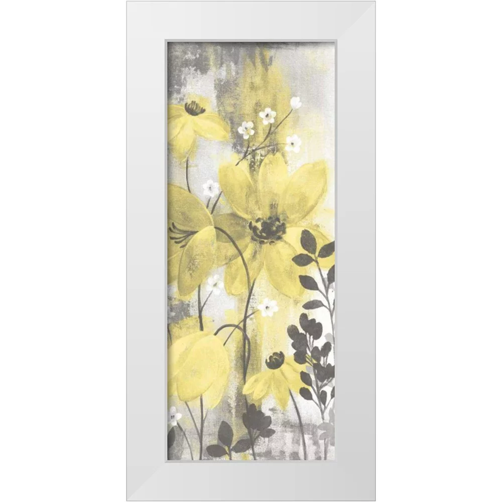 Vassileva, Silvia 10x18 White Modern Wood Framed Museum Art Print Titled - Floral Symphony Yellow Gray Crop II