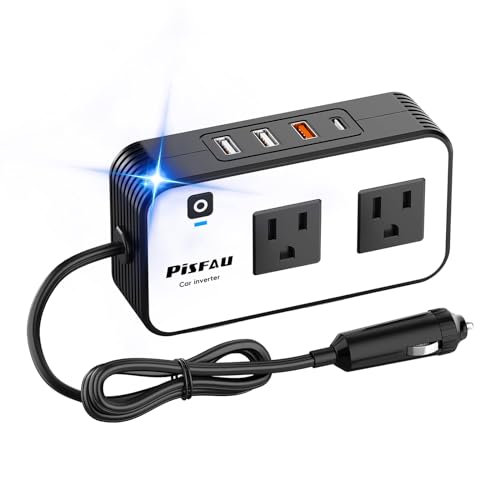 200W Car Power Inverter DC 12V to 110V AC,Cigarette Lighter Adapter Plug with [65W USB-C]/USB-Fast Charger 24W/Multiple USB/Laptop car Charger with Voltage Display