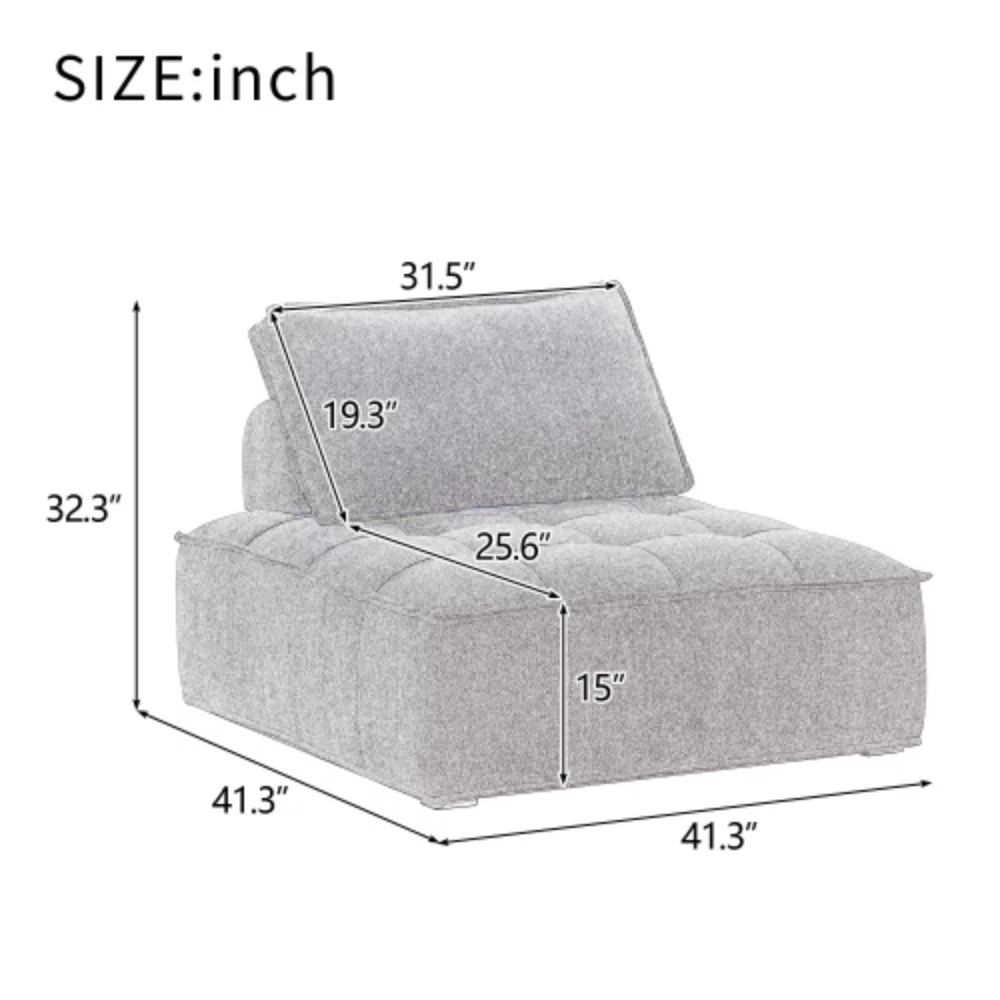 Upholstered Seating Armless Accent Chair 41.3*41.3*32.8 Inch Oversized Leisure Sofa Lounge Chair Lazy Sofa Barrel Chair for Living Room Corner Bedroom Office, Lambskin Sherpa, White
