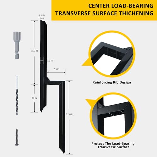 Fence Post Repair, 40 Inch Heavy Duty Steel Fence Post Repair Stakes for Wooden Fence Post, 2 Pack Fence Repair Stakes, H-Shape Fence Repair Stakes