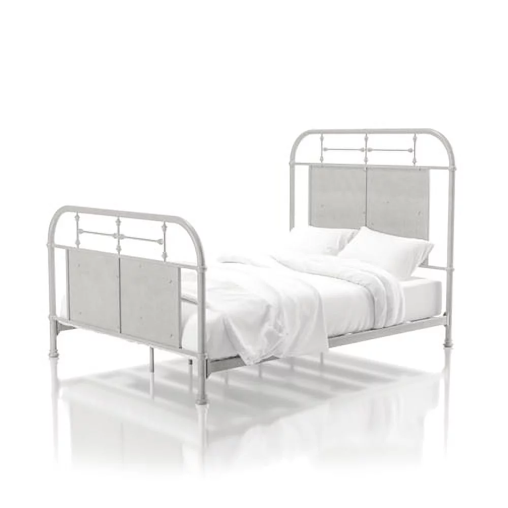 Furniture of America Staley Industrial Metal Bed, California King, White