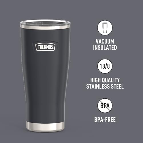 THERMOS ICON SERIES, Stainless Steel Cold Tumbler with Slide Lock, 24 Ounce, Sandstone